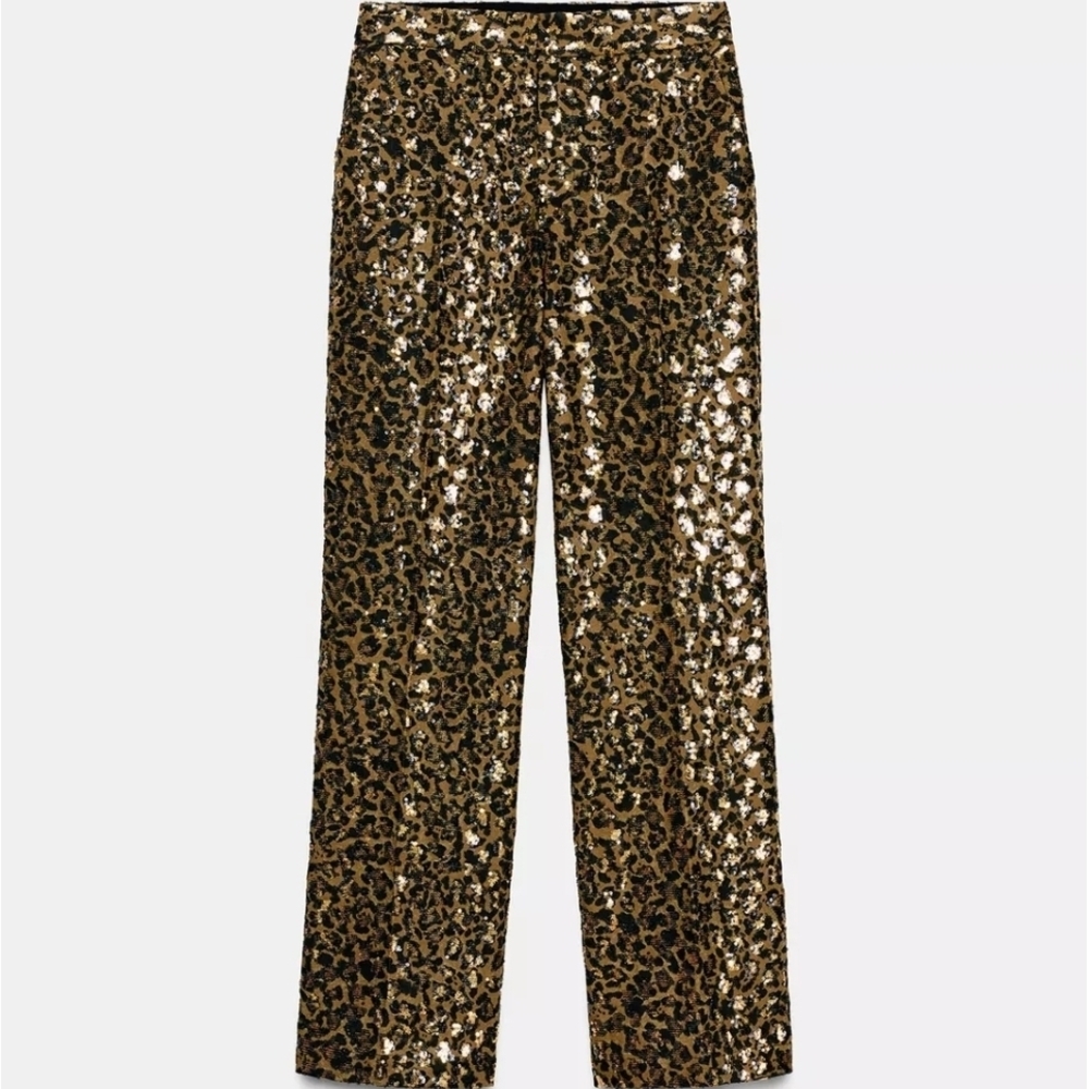 SOLD Zara Leopard Print Sequin Pants